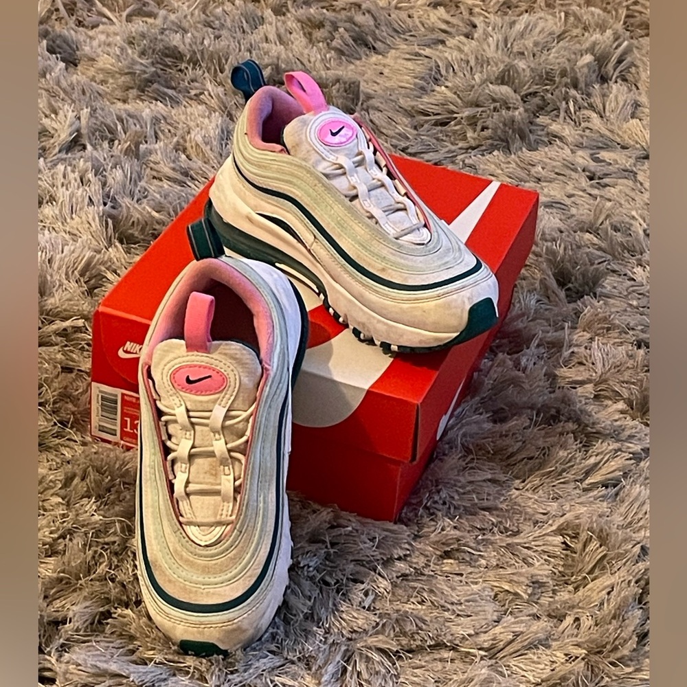 Nike Air Max 97(PS) size 13c White/Pink/Teal